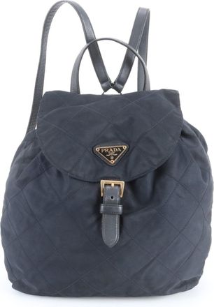 Prada Navy Nylon Leather Backpack (Pre-Owned)