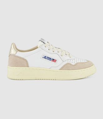 Autry Baskets Medalist Cuir Blanc, Beige, Dor&eacute;
