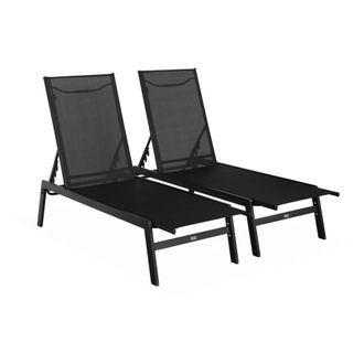 Sweeek Tumbona de acero multi posiciones, set de 2, negro