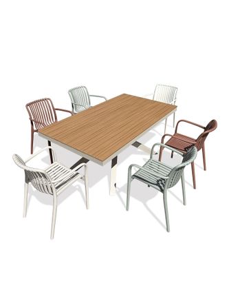 DCB Garden Lamu - Conjunto De Comedor De Jard&iacute;n De Aluminio Para 6 Personas - Gris Topo - Dcb Garden