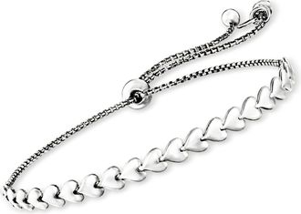 Ross-Simons Italian Sterling Silver Heart-Link Bolo Bracelet