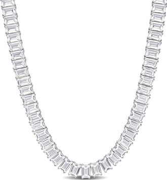 Mimi & Max 73 1/2 CT TGW Created White Sapphire Tennis Necklace in Sterling Silver