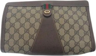 Gucci Pre-owned Clutches, male, Brown, Size: ONE SIZE Pre-owned GG Supreme Canvas Clutch Bag