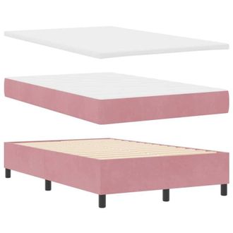 vidaXL Cama Tipo Box Spring Con Colch&oacute;n Rosa 120 X 190 Cm Terciopelo Vidaxl