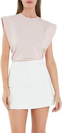 English Factory Stripe Extended Shoulder T-Shirt in Pink/Mint at Nordstrom Rack, Size X-Small
