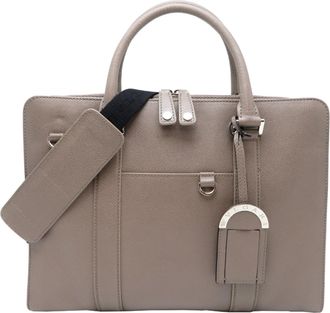 Bulgari Grayish Leather Briefcase (Pre-Owned)