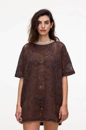 OAS Astrea Pegasus Crochet Dress In Brown