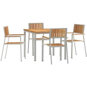 vidaXL Conjunto De Comedor De Jard&iacute;n 5 Pcs Madera De Teca Maciza Vidaxl