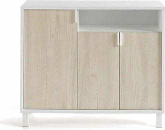 HERDASA Herdasa - Recibidor zapatero 3 puertas Modelo 520 acabado blanco/roble claro. 88 cm (alto) x 100 cm (ancho) x 37 cm (prof.)