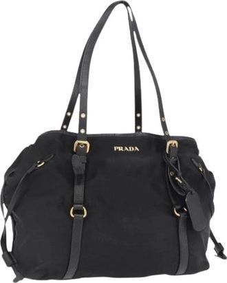 Prada Pre-owned Shoulder Bags, female, Black, Size: ONE SIZE Pre-owned Nylon Shoulder Bag