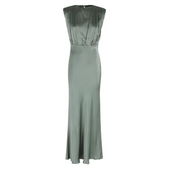 Semicouture Casilda Dress - Dames - Maxi kleedjes - Groen - L - Satijn - Kleedjes
