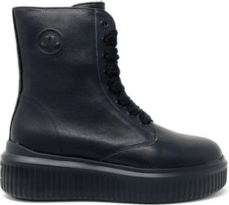 Janet & Janet Anfibii Veterboot - Dames - Veterlaarzen - Zwart - 40 EU - Leer - Schoenen