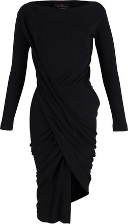 Vivienne Westwood Knee-Length Long Sleeve Draped Dress in Black Cotton