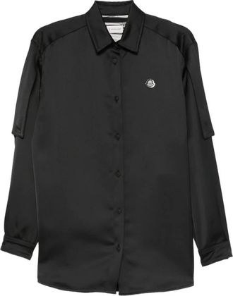 Moncler Satijnen Overhemd - Dames - Overhemden - Zwart - S - Satijn - Overhemden