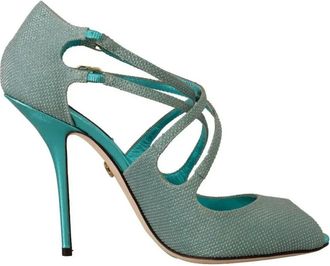 Dolce & Gabbana Blue Glittered Strappy Heels Sandals Womens Shoes (Pre-Owned)