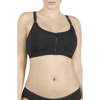 Natori Yogi Front Zip Wireless Sports Bra in Black at Nordstrom, Size 34D