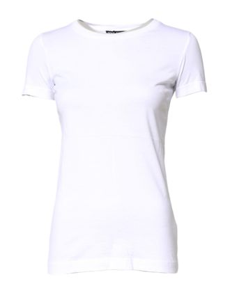 Dolce & Gabbana Womens Short Sleeve Crew Neck Tshirt - White Cotton - Size EU 32 (Womens)