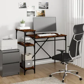 vidaXL Vidaxl - Scrivania Ripiani Rovere Fumo 105x50x90cm Multistrato E Ferro