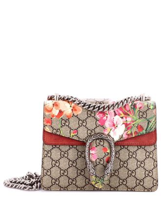Gucci Burgundy Blooms Print Gg Coated Canvas Dionysus Bag Mini (Authentic Pre- Loved)