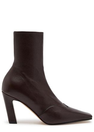 Khaite Nevada 85 Womens Designer Leather Brown Ankle Boots UK6 - 39 (IT39 / UK6)