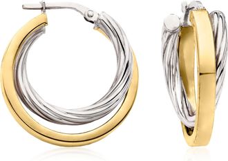 Ross-Simons Italian 2-Tone Sterling Silver Double-Hoop Earrings