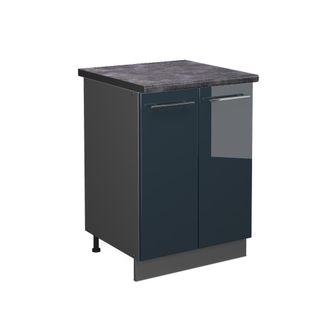 Vicco Mueble Bajo De Cocina Fame-line, Azul Oscuro Alto Brillo, 60 Cm, Et Antracita Vicco