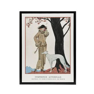 Artery8 Autumn Symphony Fashion Worth Advert Barbier Black Framed Canvas Art in White | Size: W24 x H32