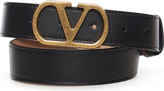 Valentino Garavani Vlogo Reversible Belt In Polished Calfskin