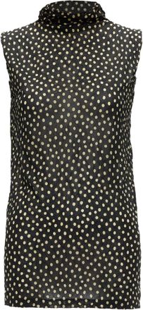 Issey Miyake polka dot crinkle sheer high neck vest top