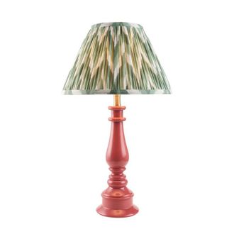 Netlighting Myrtle Pink Table Lamp Green Fabric Zigzag Shade 30cm B22