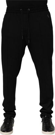Dolce & Gabbana Viscose Skinny Logo Joggingbroek - Heren - Sweatpants - Zwart - 2XL - Broeken