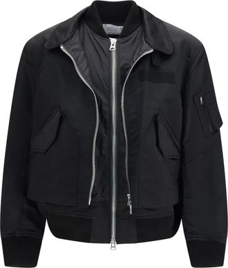 sacai Giacca Doppia in Cotone Chino e Twill di Nylon - - Jackets - Donna - Nero - S