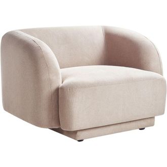 Beliani Beliani - Sill&oacute;n Curvado Glam Art Deco Con Reposabrazos Tela Gris Pardo Skjanes