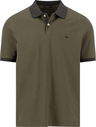 Fynch-Hatton Poloshirt FYNCH-HATTON, Herren, Gr. 4XL, schwarz khaki, Web, Obermaterial: 100% Baumwolle, kontrastfarbene Details, unifarben, regular fit normal, ohn