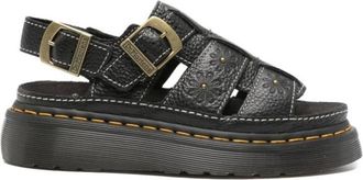 Dr. Martens Flat Sandals, female, Black, Size: 10 US Wrenlie Open Toe Nappa Leather Fisherman Platform Sandals