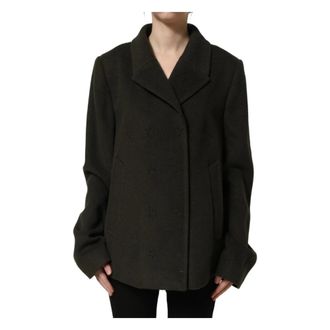 Dolce & Gabbana Double-Breasted Coats, female, Green, Size: L Dolce & Gabbana Dark Green Double Breasted Peacoat Jacket