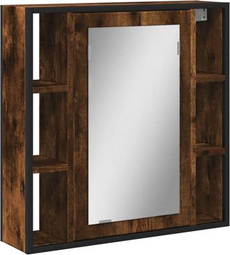 vidaXL Armario Con Espejo Ba&ntilde;o Madera Roble Ahumado 60x16x60 Cm Vidaxl