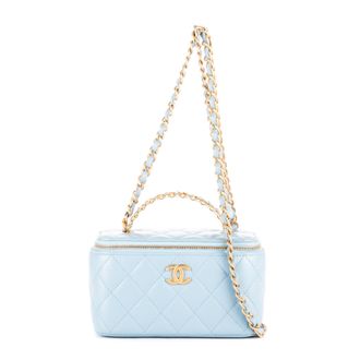 Chanel Pre-owned Womens Cosmetic Case Crossbody Shoulder Bag - Turquoise - One Size