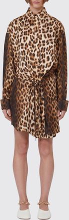 Sportmax Abito chemisier in seta con stampa animalier