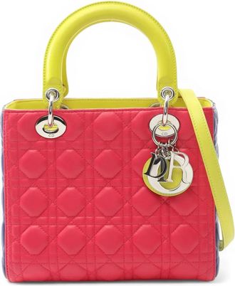 Dior Borsa a tracolla Lady Dior media in pelle di agnello tricolore con motivo Cannage 2000-2025 - Rosa