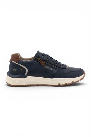 Mustang Mens Navy Faux Leather Trainer Sneakers - M0051001