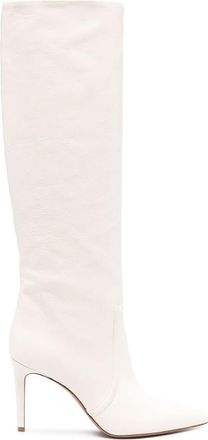 PARIS TEXAS Ladies White Stiletto 85mm Leather Boots, Brand Size 35 ( US Size 5 )