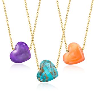 Ross-Simons Puffy Birthstone Heart Necklace in 18kt Gold Over Sterling