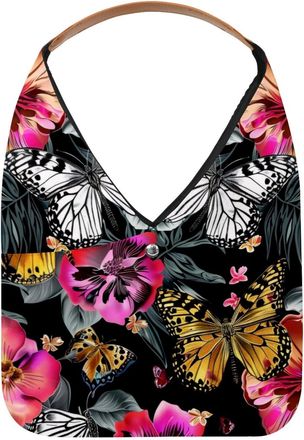 Generic Butterflies Flowers Leopard Spots Reusable Lightweight Grocery Bags - Foldable Into Compact Pouch, Washable & Sturdy, Multipurpose for Shopping and Tr