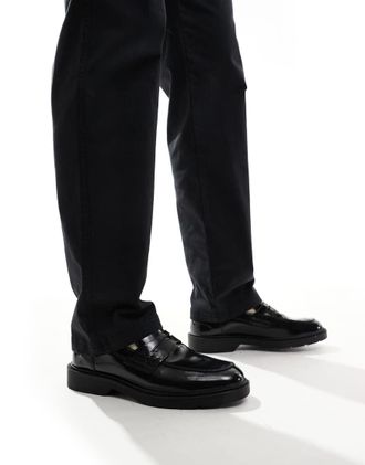 Jack & Jones penny loafer with chunky sole in black