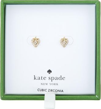 Kate Spade New York pav&egrave; strawberry stud earrings in Clear/Gold at Nordstrom Rack