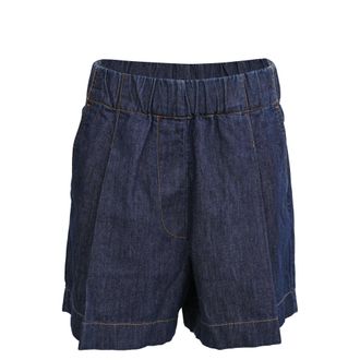 Dries Van Noten Pila Elastic Waistband Shorts In Navy Blue Denim