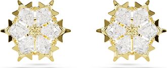 Swarovski Magic Stud Earrings, Mixed Cuts, Snowflake, White, 18K Gold Finish