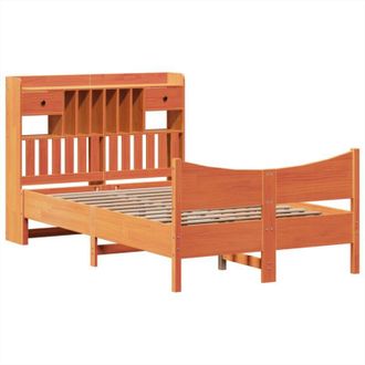 vidaXL Vidaxl - Bed Frame without Mattress Wax Brown 135x190 cm Double Solid Wood Pine