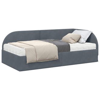 vidaXL Estructura De Cama Esquina Con Colch&oacute;n 2 Pcs Gris Terciopelo Vidaxl